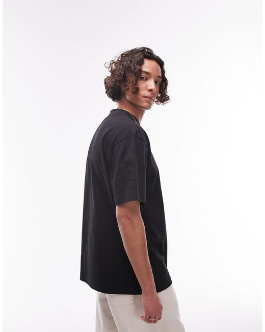 Topman Black Oversized Fit T-shirt With Swan Chest Print for men