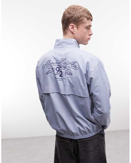 Alma de Ace Blue Yenta Quarter Zip With 92 Logo Back Print for men