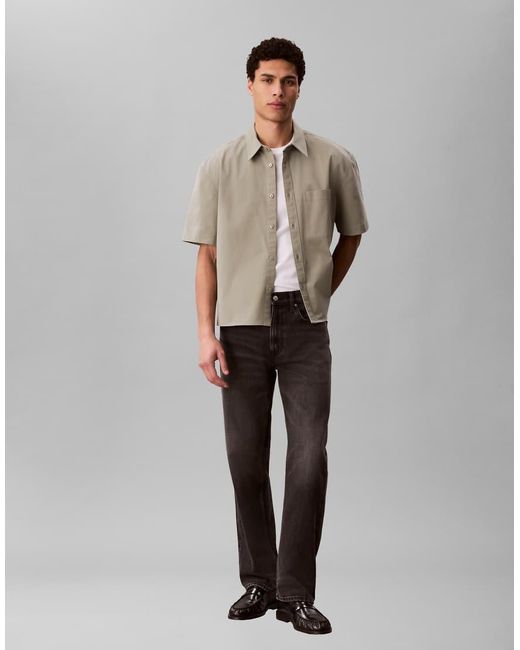 Calvin Klein Gray Boxy Relaxed Fit Short Sleeve Shirt for men
