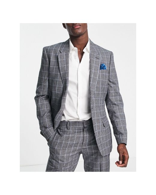 River Island Checked Suit Jacket in Grey for Men Lyst Canada