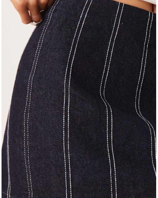 ASOS Blue Denim Navy Pinstripe Mini Skirt Co-ord