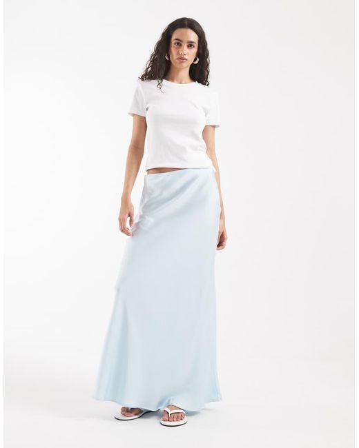 Vero Moda White Satin Bias Midi Skirt