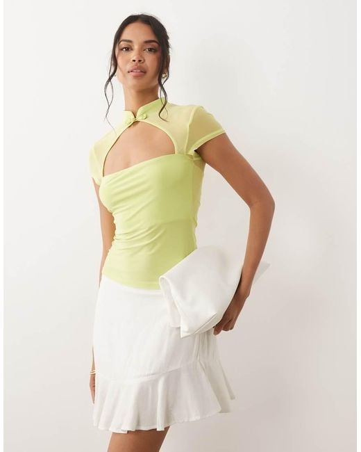 ASOS Green Rouleau Loop Cut Out Top