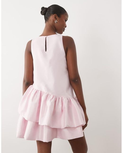 Y.A.S Pink Sleeveless exaggerated Asymmetric Ruffle Hem Mini Dress