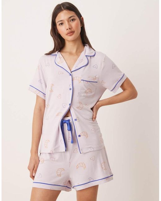 ASOS Pink Super Soft Premium Short Sleeve Shirt And Short Pyjama Set