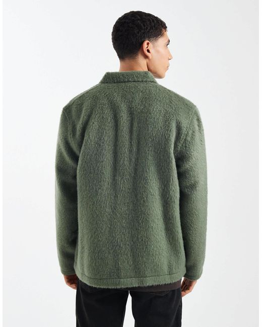 ASOS Green Textured Overshirt With Chest Pockets for men