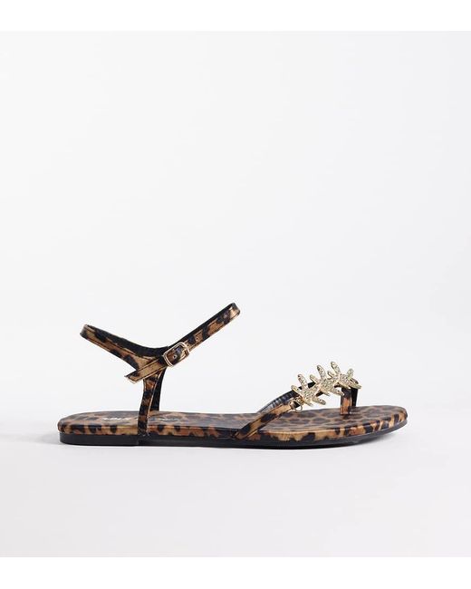 Public Desire White Elina Strappy Flat Sandals With Sea Shells