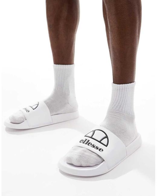Ellesse White Fellentini Sliders for men