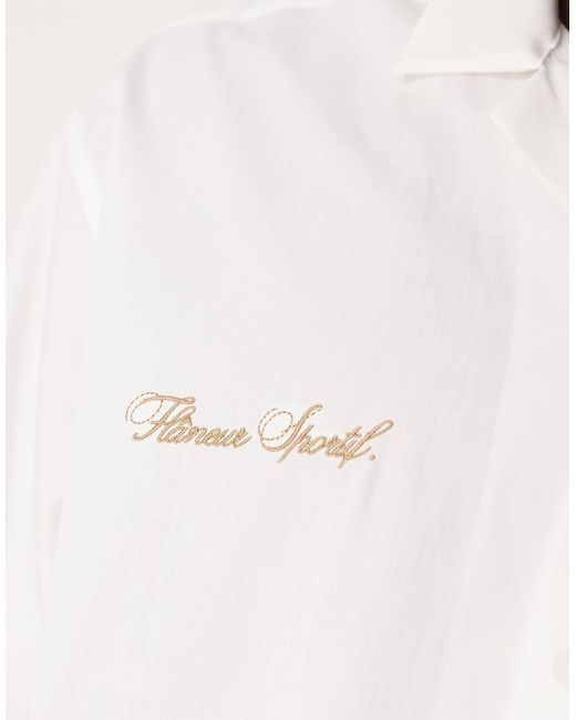 ASOS Oversized Overhemd Met Rechte Pasvorm En Geborduurd Logo in het White voor heren