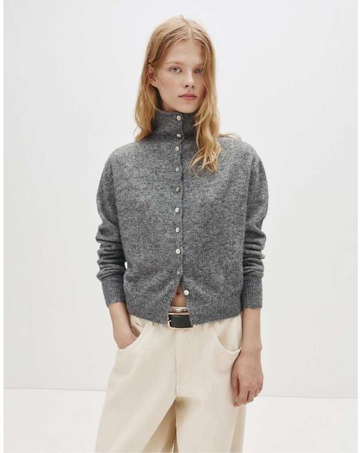 Pull&Bear Hoogsluitend Vest Met Knopen in het Gray