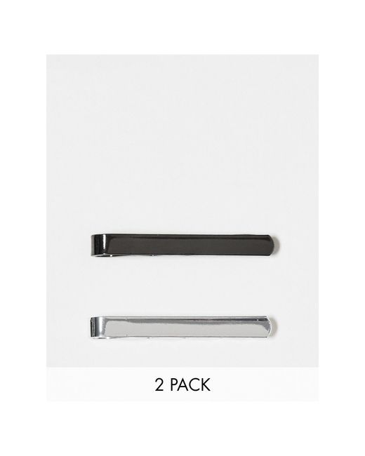 ASOS White 2 Pack Tie Bar Set for men