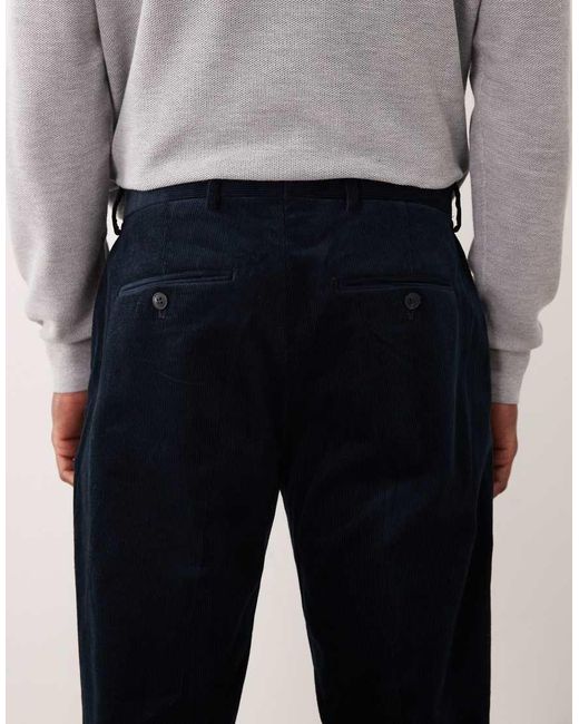 SELECTED Blue Cord Straight Leg Trousers for men