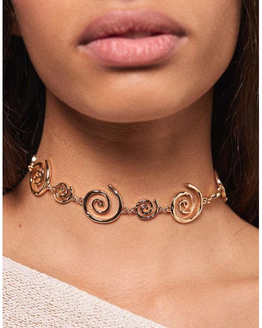 Bershka Natural Spiral Choker Necklace