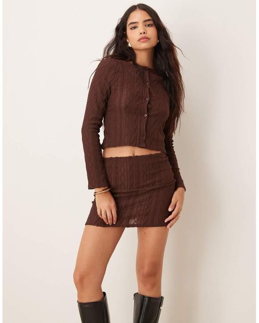 Minifalda Marrón De Punto De Ochos De (Parte De Un Conjunto) Miss Selfridge de color Brown