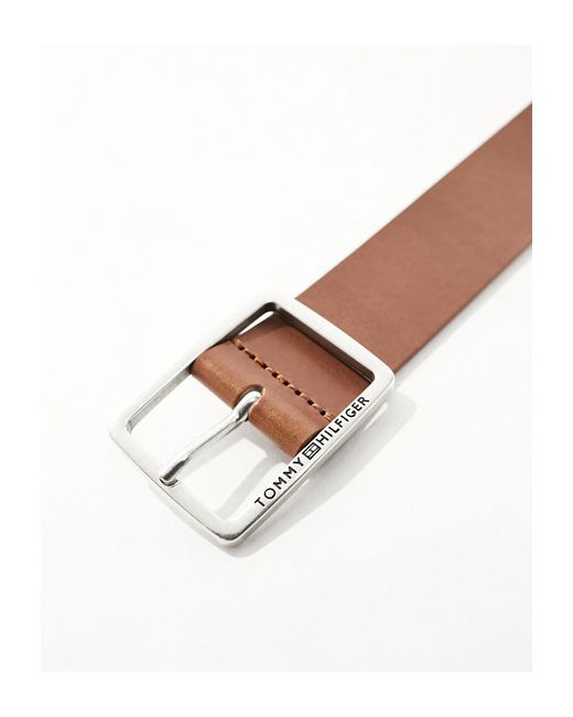 Cintura color cuoio da 35 mm con fibbia di Tommy Hilfiger in White da Uomo