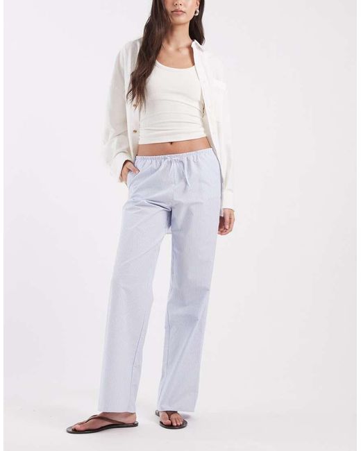 ASOS Blue Wide Leg Pull On Trouser