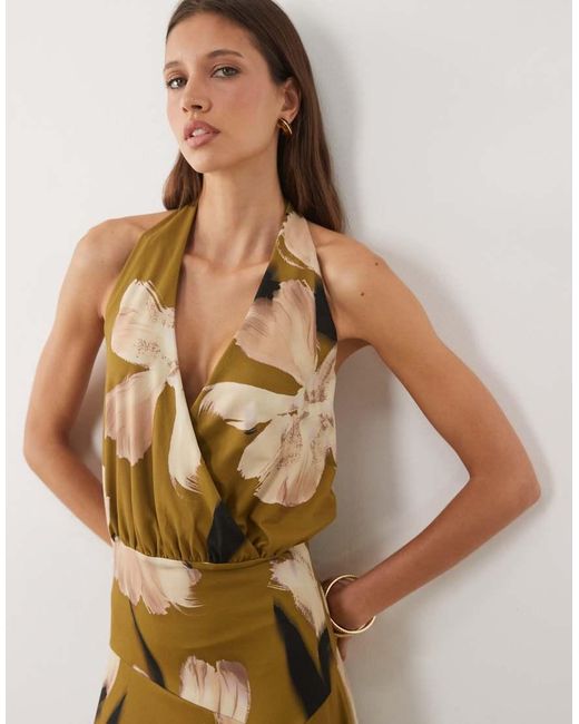 ASOS Metallic Halter Neck With Full Skirt Midi Dress