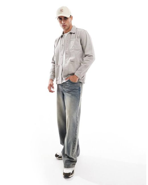 Don't Think Twice Gray Dtt Denim Worker Overshirt for men