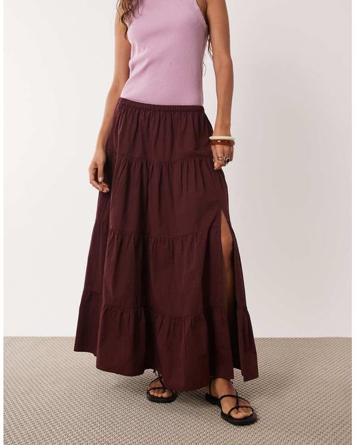 Miss Selfridge Purple Tiered Poplin Maxi Skirt