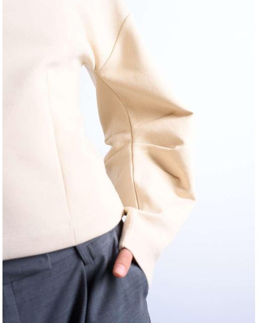 TOPSHOP Natural Interlock Cinch Banana Sleeve Sweat