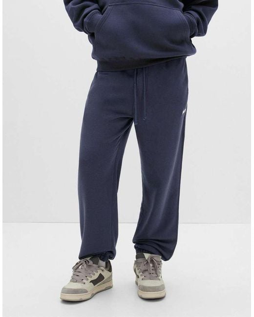 Pull&Bear Blue Stwd Tracksuit Bottoms for men