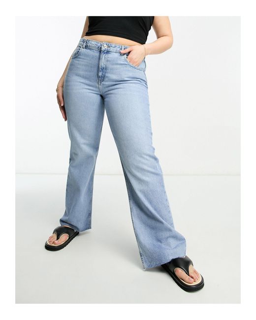 Mango Curve Straight Leg Jeans in Blue | Lyst