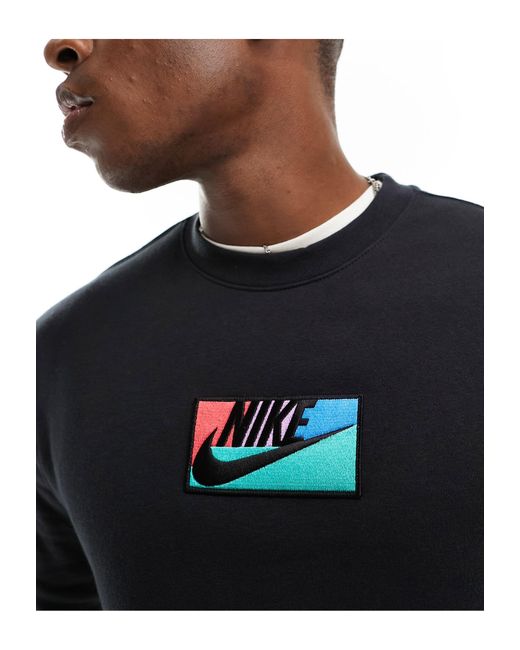 Club - felpa nera con toppa del logo di Nike in Blue da Uomo