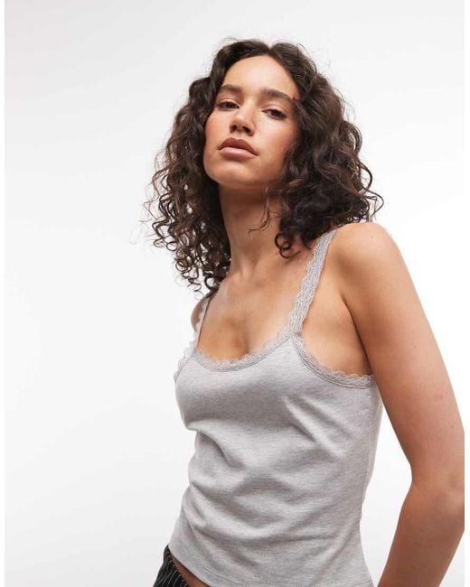 Collusion White Lace Trim Cami Top