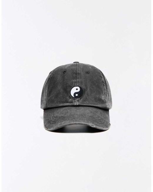 Bershka Black Embroidered Cap for men