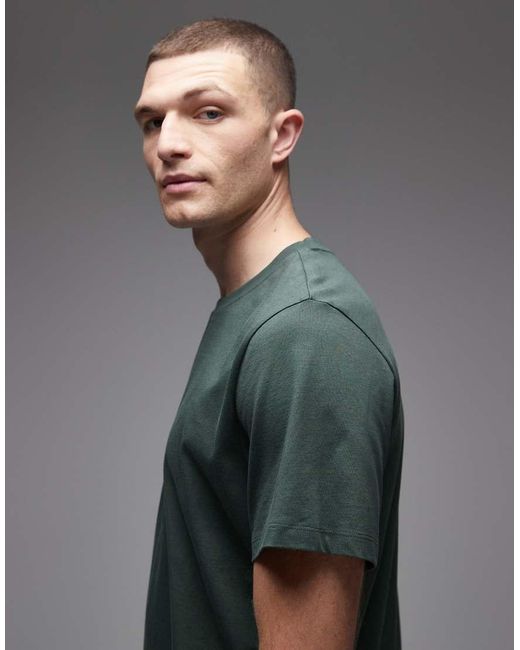 SELECTED Green 100% Cotton Regular Fit T-shirt for men