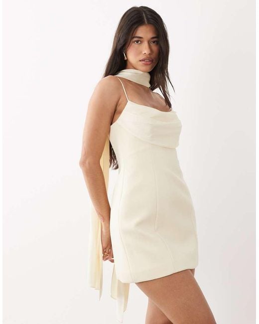Forever New White Scarf Neck Mini Dress