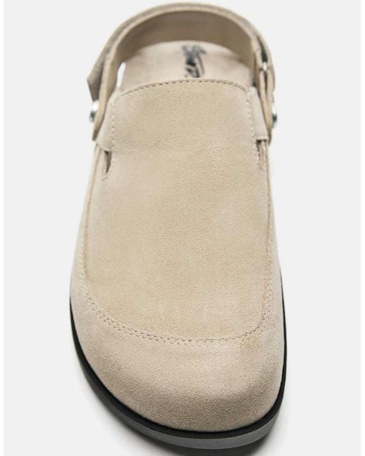 Pull&Bear Natural Leather Strap Clogs for men