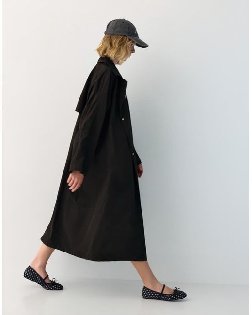 Pull&Bear Black Lightweight Oversize Trench Coat