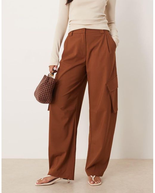 ASOS Elegante Utility Broek Met Wijde Ronde Pijpen in het Brown