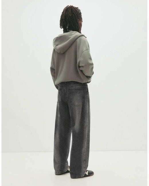 Jeans Larghi Nero Sbiadito di Pull&Bear in Gray da Uomo