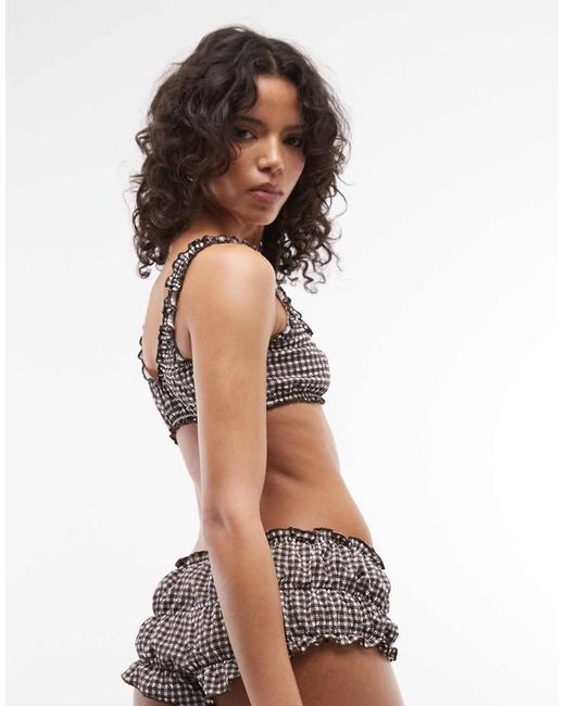 Collusion Black Gingham Seersucker Swim Shorts
