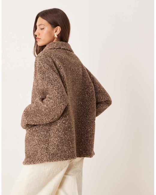 ASOS Brown Collared Borg Fleece Zip Through