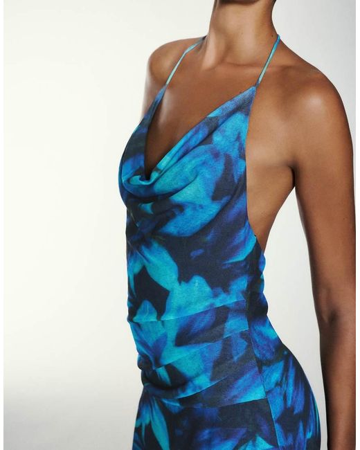 Pull&Bear Blue Short Floral Strappy Dress