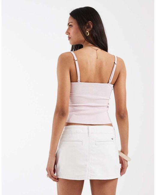 Hollister White Low Rise Twill Mini Skirt