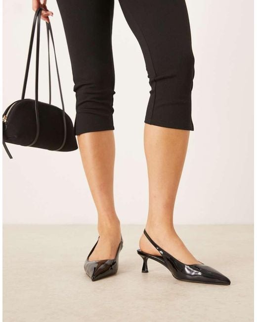 ASOS Black Wide Fit Skip Slingback Kitten Heel Shoes