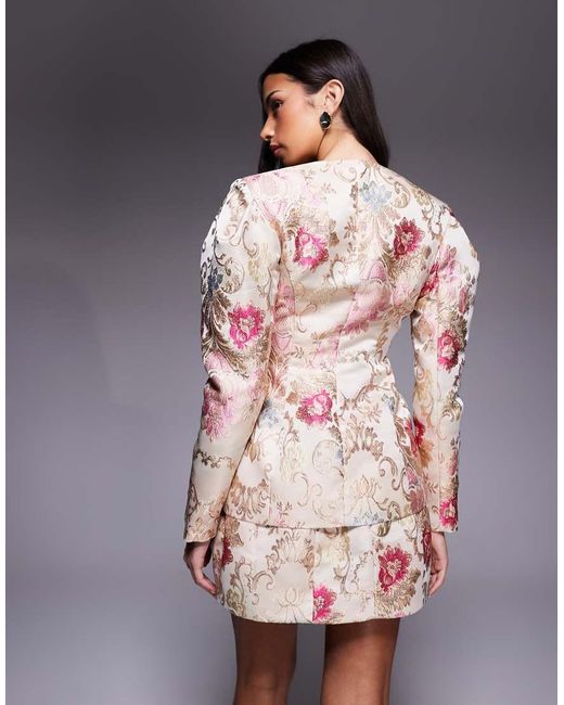 ASOS Multicolor Jacquard Extreme Shoulder Cinched Blazer