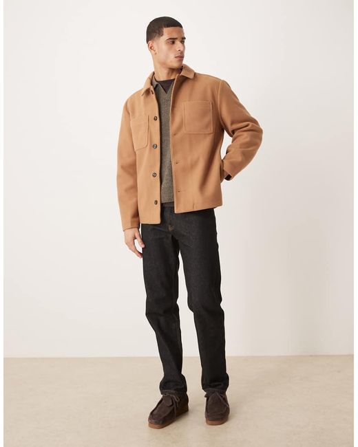 ASOS Shacket Met Wollook in het Brown voor heren