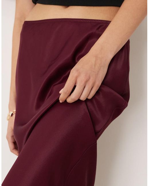 ASOS Red Satin Bias Maxi Skirt