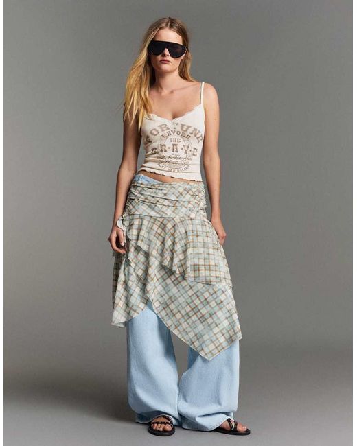 Bershka Gray Printed Lace Camisole