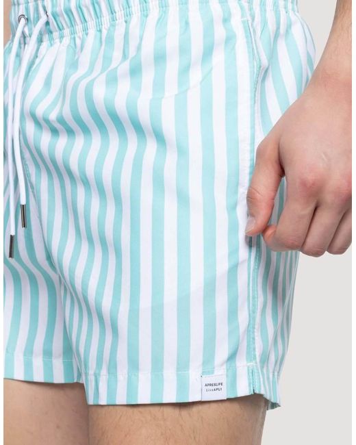 Apreslife Blue Stripe Swim Shorts for men