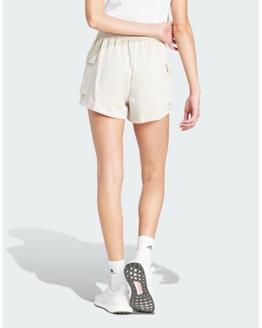 Adidas Originals White Essentials Small Logo French Terry Cargo Shorts