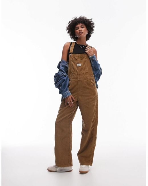 Salopette baggy en velours côtelé Levi's en coloris Brown