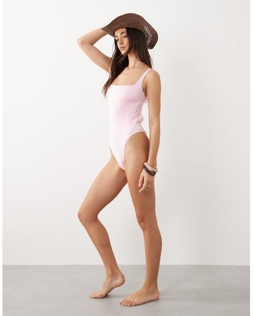 Free Society Pink Square Neck Swimsuit
