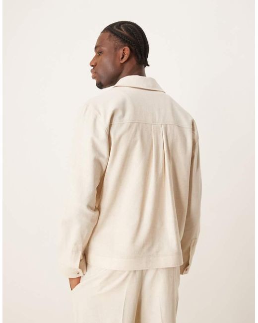 ASOS Nette Katoenen Shacket in het Natural voor heren