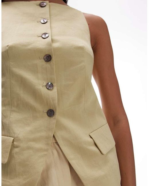 & Other Stories Natural Linen Blend Square Neck Waistcoat Top